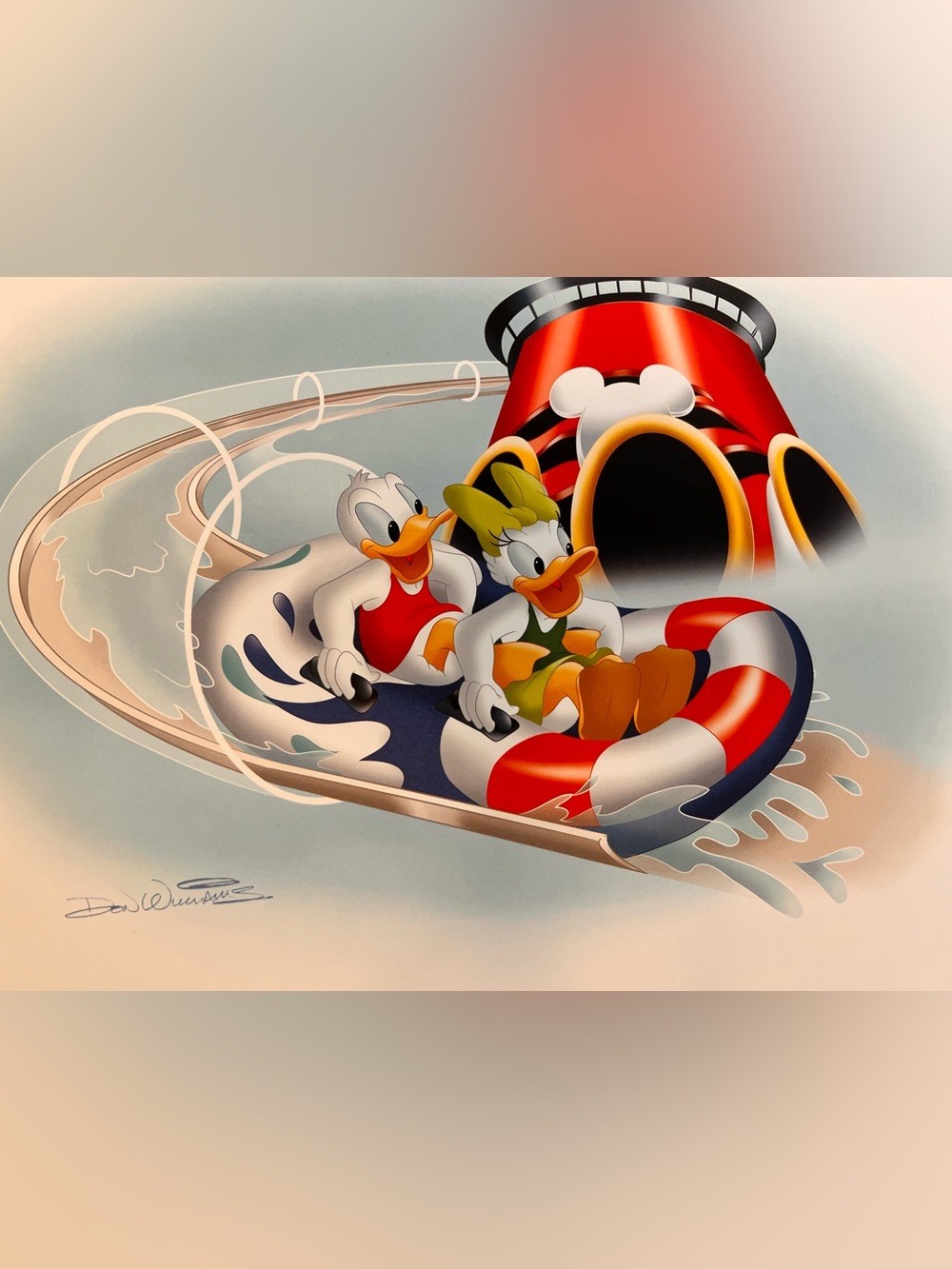 Disney Cruise Line Donald & Daisy Duck Water Slide Lithograph
